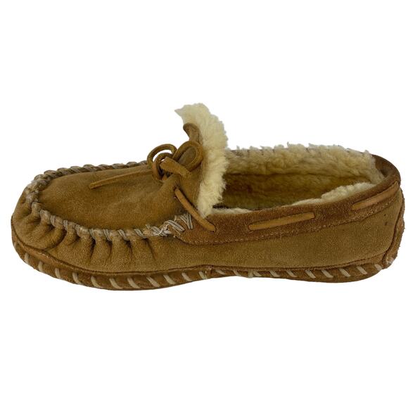 Women's L.L. BEAN Size 8 Medium Shearling Lined Suede Slippers Moccasins Loafers - Picture 6 of 14
